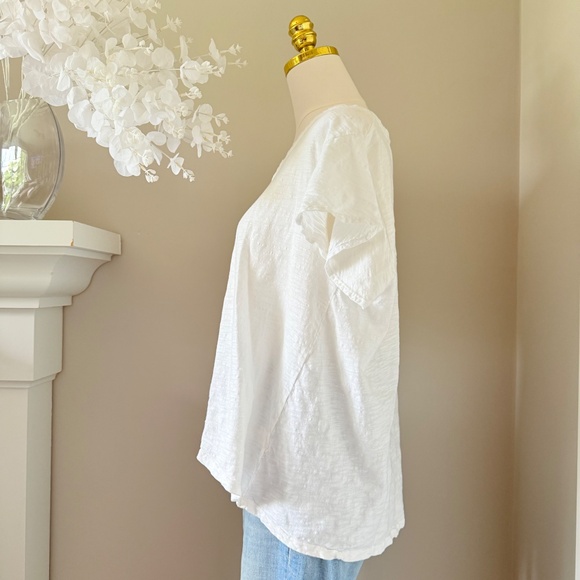 Dylan V-Neck Cotton Slub Tee in White, Sz XL - Picture 5 of 11